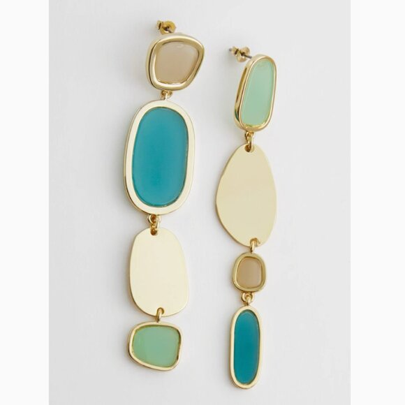 NWT & Other Stories Color Block Mismatch Hanging Earrings - Picture 2 of 2